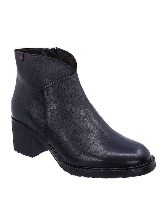 Leder Stiefeletten Damen mit Pelz Schwarz
