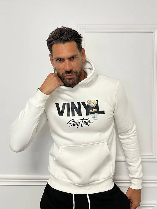Vinyl Art Clothing Hanorac cu Glugă Alb