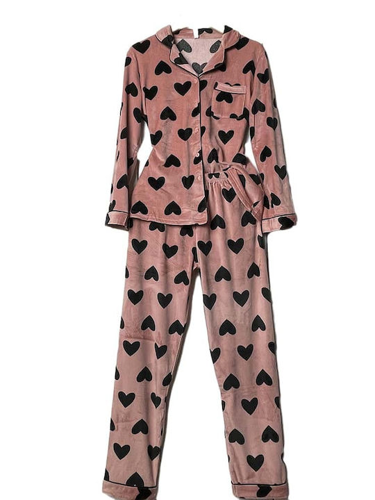 Notte Stella Winter Women's Pyjama Set Cotton Pink