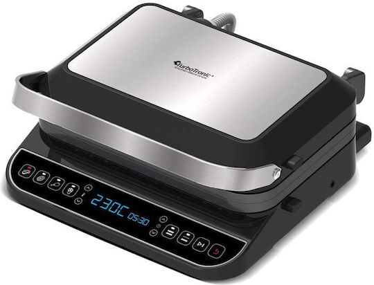 Turbotronic Commercial Double Sandwich Maker with Ribbed Top and Ribbed Bottom 2000W
