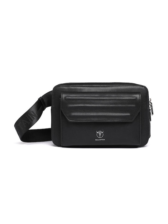 Bull Captain Artificial Leather Shoulder / Crossbody Bag with Zipper & Internal Compartments Black