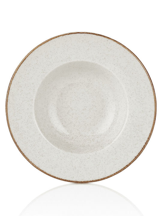 By Bone Effect Plate Soup made of Porcelain White with Diameter 27cm 6pcs