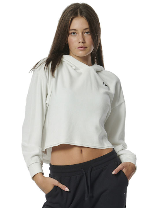 Body Action Women's Cropped Hooded Sweatshirt Beige