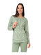 Lydia Creations Χειμερινή Γυναικεία Βαμβακερή Μπλούζα Πιτζάμας Πράσινη