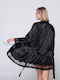 Luna Winter Women's Satin Robe Black