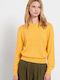 Funky Buddha Women's Long Sleeve Sweater Cotton Yellow