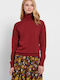 Women's Long Sleeve Sweater Cotton Turtleneck Burgundy