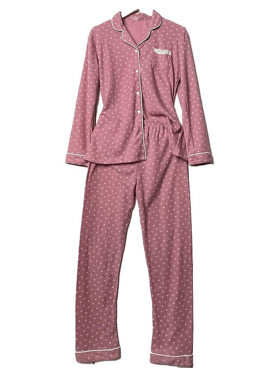 Cootaiya De iarnă Set Pijamale pentru Femei Fleece Roz