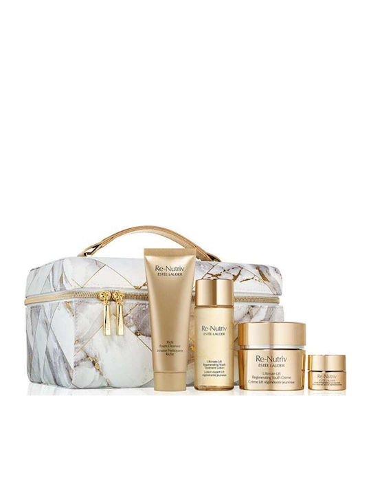 Estee Lauder Re-Nutriv Ultimate Lift Regenerating Youth Crème Face Set Комплект за пътуване за Хидратация, Почистване на лицето & Блясък 5бр