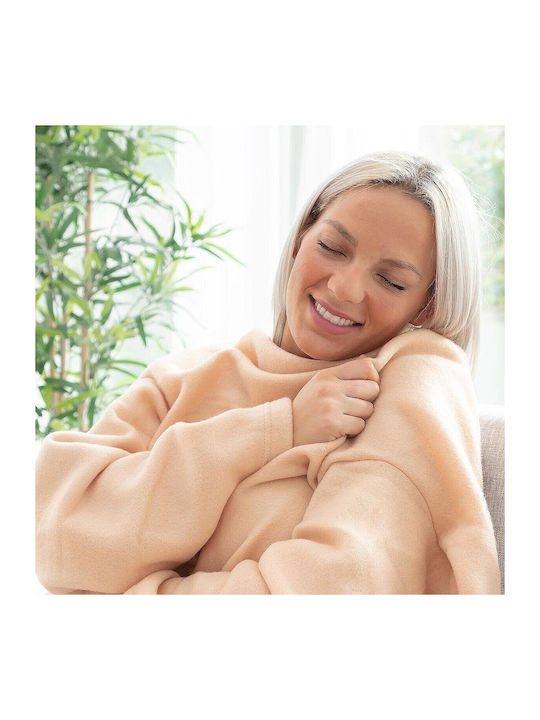 InnovaGoods Faboulazy Blanket Fleece with Sleeves 130x170cm. Beige