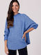 BE Knit Damen Langarm Pullover Blau