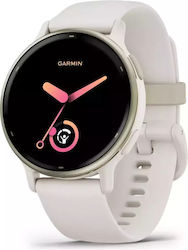 Garmin Vivoactive 5 Aluminium 42mm Αδιάβροχο Smartwatch με Παλμογράφο (Ivory)