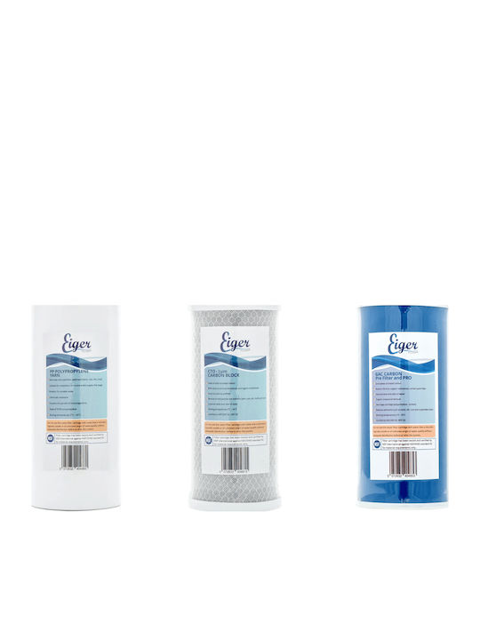 Eiger Water Filter Replacement Reverse Osmosis (RO) / Under Sink made of Polypropylene 10" Big-Blue 3pcs