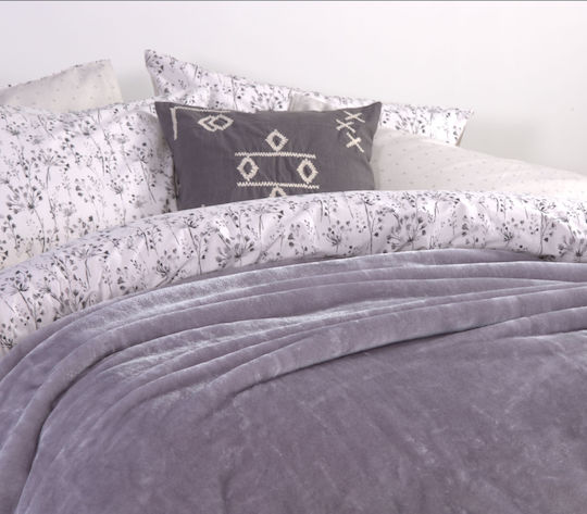 Nef-Nef Homeware Loft Κουβέρτα Βελουτέ Μονή 160x220εκ. Grey