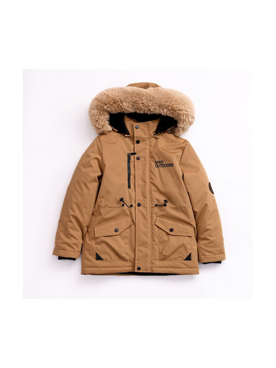 Funky Kinderparka mit Kapuze Braun