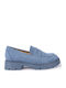 Damen Mokassins Aus Leder in Blau Farbe