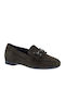Leather Women's Moccasins in Khaki Color