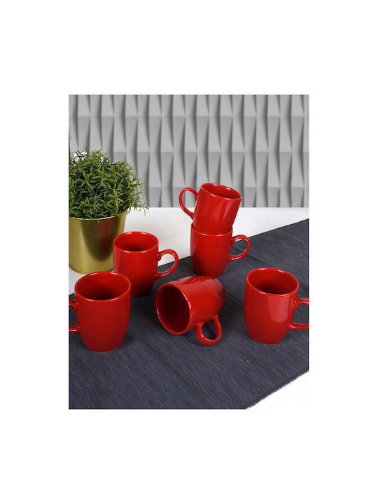 Ceramic Cup Red 300ml 6pcs