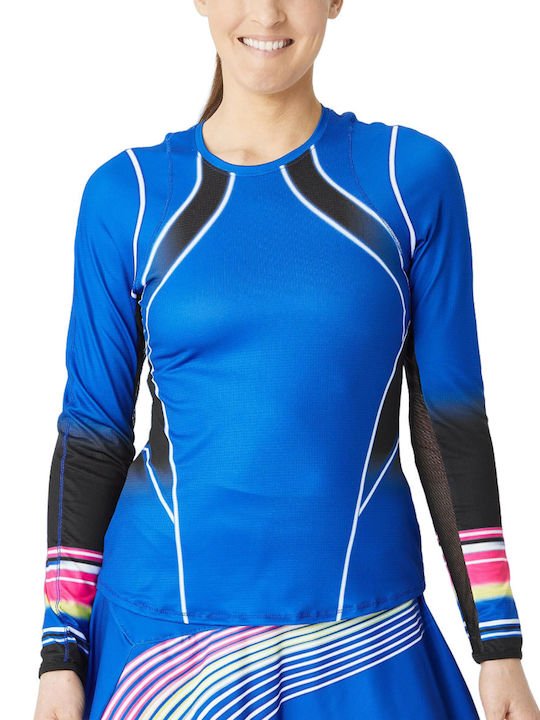 Lucky In Love Women's Athletic Blouse Long Sleeve Blue