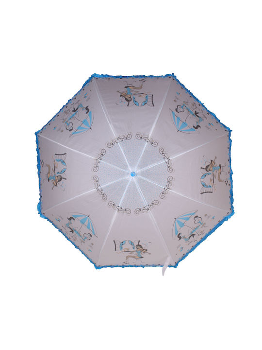 Kids Curved Handle Auto-Open Umbrella with Diameter 110cm Gray
