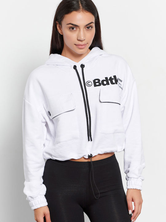 BodyTalk Women's Cropped Hooded Sweatshirt White
