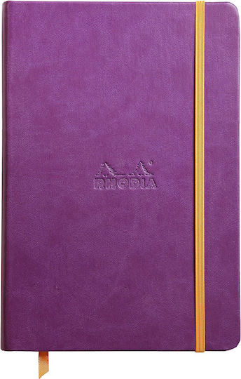 Rhodia Тетрадка 96 Листа A5 На райета с Ластик и Калъф за Химикалка Лилав