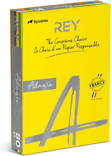 Rey Adagio Χαρτί Εκτύπωσης A4 80gr/m² 200 φύλλα Πολύχρωμο