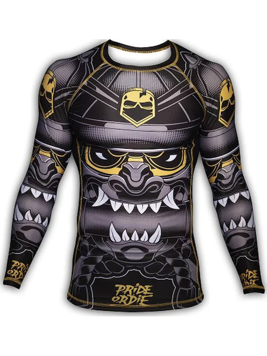 PrideOrDie Bărbați Cu mânecă lungă Tricou POD183 pentru Jiu-Jitsu Neagră