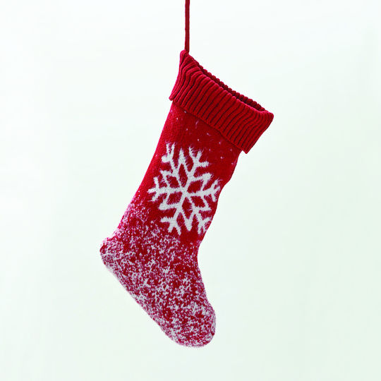 Snowflake Christmas Decorative Fabric Red Socks L46xW20xH20cm