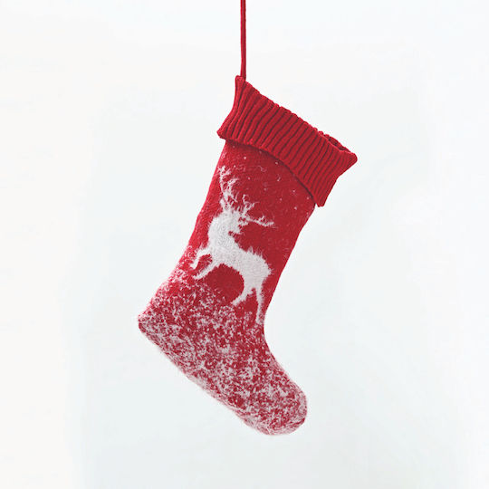 Christmas Decorative Red Socks with Reindeer L46xW20xH20cm