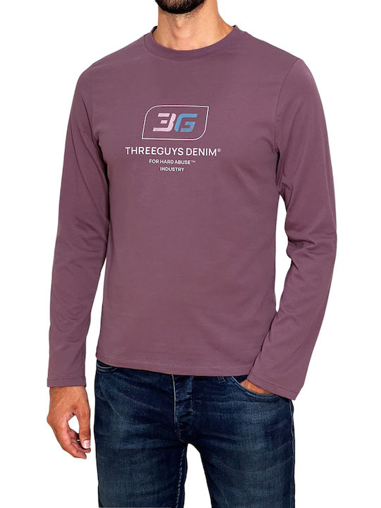 3Guys Men's Long Sleeve Blouse Purple