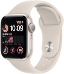 Apple Watch SE 2023 Aluminium 40mm Αδιάβροχο με Παλμογράφο (Starlight με Starlight Sport Band (S/M))