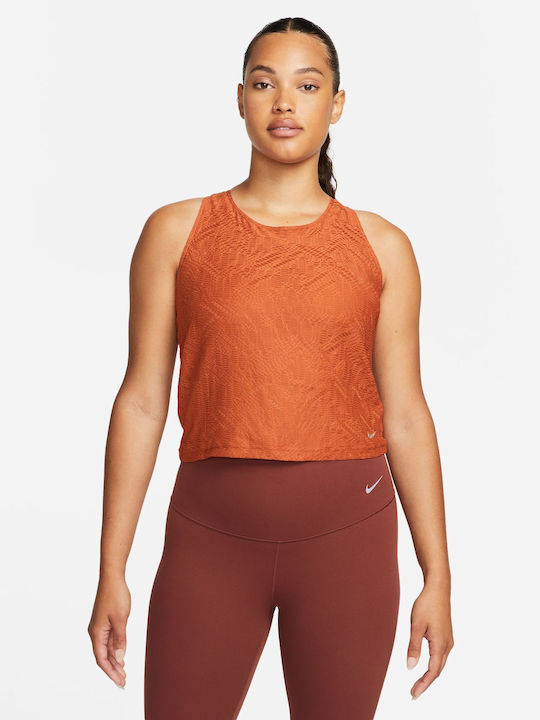 Nike Damen Sportliches Crop Top Ärmellos Dri-Fit Orange
