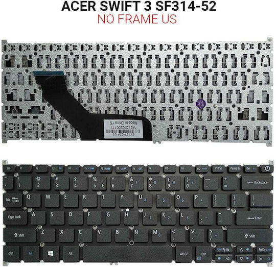 Acer Laptop Keyboard for Swift 3 SF314-52 without Frame and English (US) Keyboard Language in Black Color SF314-52