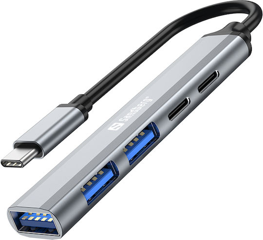 Sandberg USB 3.0 5-Port Hub with USB-C Connection Silver
