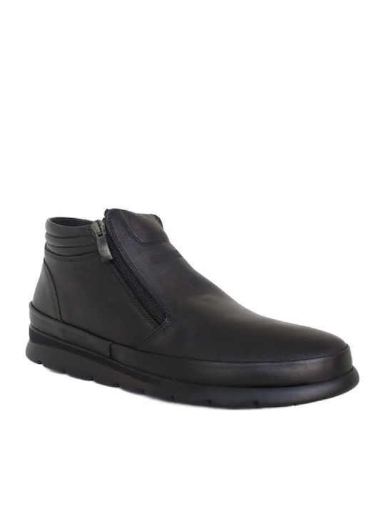 Piele Negru Ghete barbati Anatomic cu fermoar