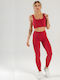 Roza Training Women's Long High Waist Red Leggings