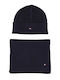 Unisex Set mit Beanie Gestrickt in Blau Farbe