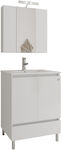 Drop Delta 60 Bench with Washbasin & Mirror L60xW45xH80cm White