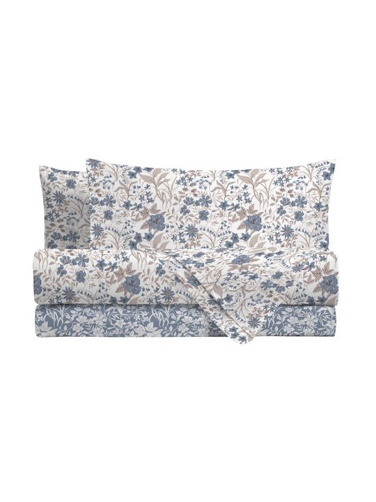 Amo La Casa Sheet Sets Single Flannel with Elastic 90x200cm. Yorkshire Blue 3pcs