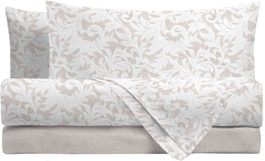 Amo La Casa Sheet Sets Single Flannel with Elastic 90x200cm. Zayd Beige 3pcs