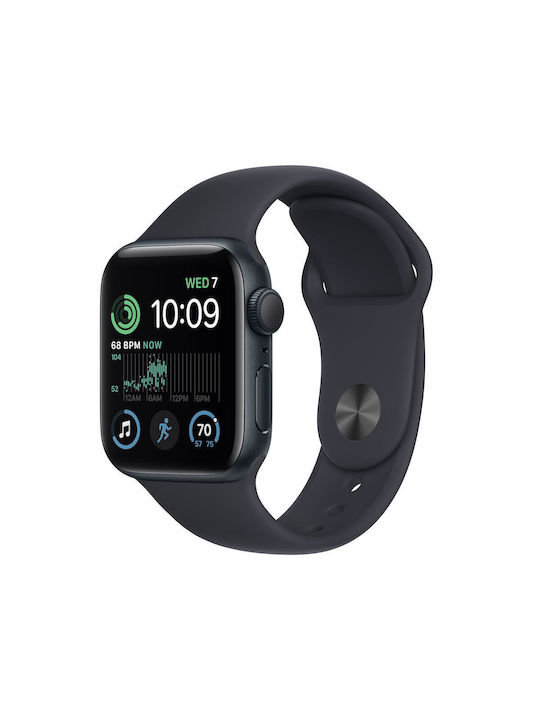 Apple Watch SE 2023 Aluminium 40mm Αδιάβροχο με Παλμογράφο (Midnight με Midnight Sport Band (S/M))