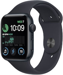 Apple Watch SE 2023 Aluminium 44mm Αδιάβροχο με Παλμογράφο (Midnight με Midnight Sport Band (S/M))