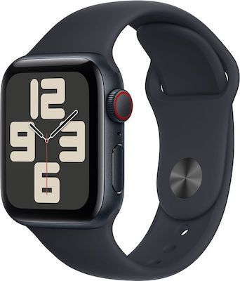 Apple Watch SE 2023 Cellular Aluminium 44mm Αδιάβροχο με Παλμογράφο (Midnight με Midnight Sport Band (M/L))