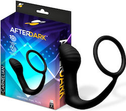LateToBed Carnelian Vibrating Cock Ring with Anal Plug Black AD-517