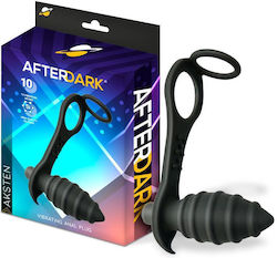 LateToBed Vibrating Ring Cock with Anal Plug Black AD-520