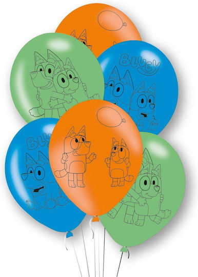 Set of 6 Balloons Latex Bluey 27.5cm