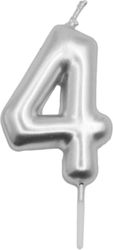 Tpster Birthday Candle Number "4" in Silver Col...