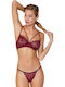 Cansoy Δαντελένιο Σετ Εσωρούχων Bralette με Brazil Μπορντό Aliara