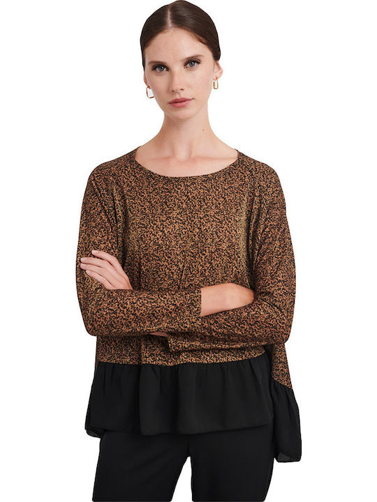 Γυναικεία Μπλούζα Μακρυμάνικη Animal Print Καφέ